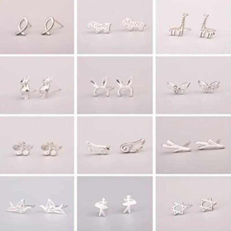 

Multiple Styles 925 Sterling Silver Earrings Fashion Minimalist Geometric Flower Animal Crown Earrings For Women Jewelry Gifts