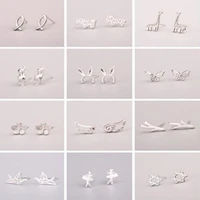 multiple styles 925 sterling silver earrings fashion minimalist geometric flower animal crown earrings for women jewelry gifts