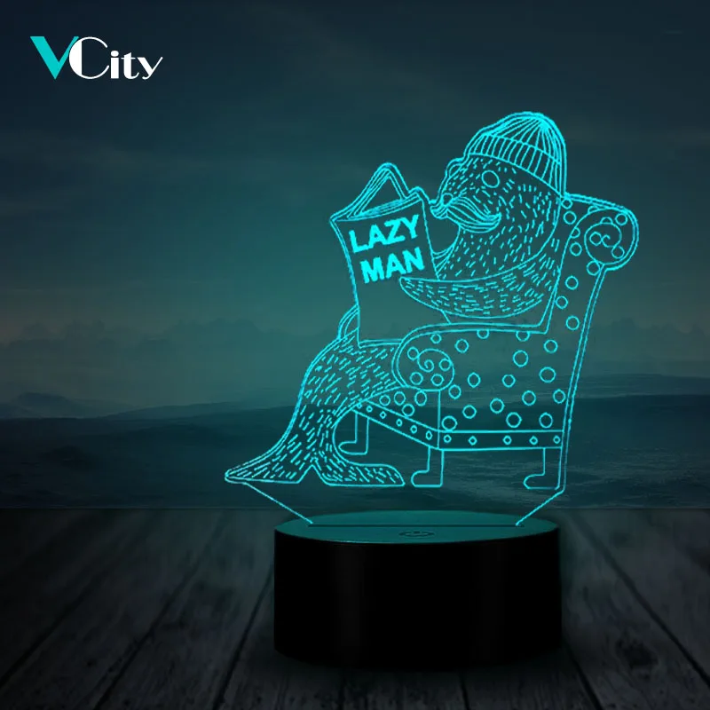3D лампа VCity с пером ночник изменяющимся USB светом мультяшное животное спальни