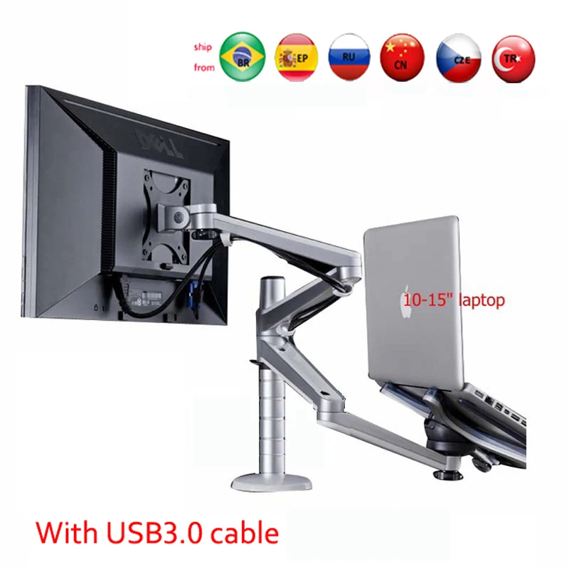 with USB3.0 Cable OA-7X мультимедийный настольный двойной кронштейн 25 дюймов ЖК-дисплей Monior держатель+ подставка для ноутбука стол полный движения двойной монитор крепление Arm Stand - Цвет: with USB3.0 Cable