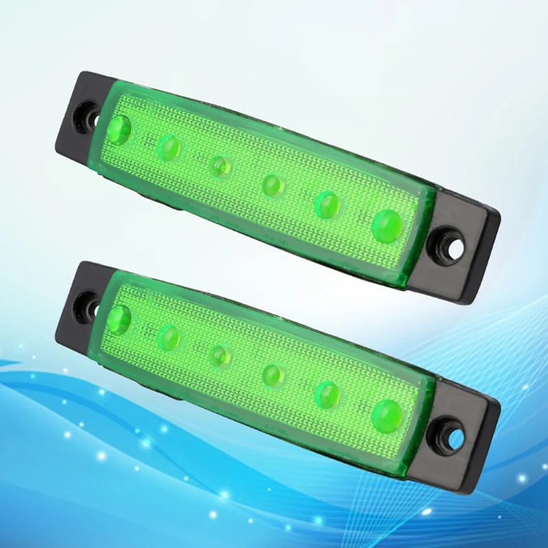 

Новинка 2021, 2 шт., зеленый 6 светодиосветодиодный, 12 В, боковые маркеры, светильник индикатор для автобуса, прицепа, грузовика