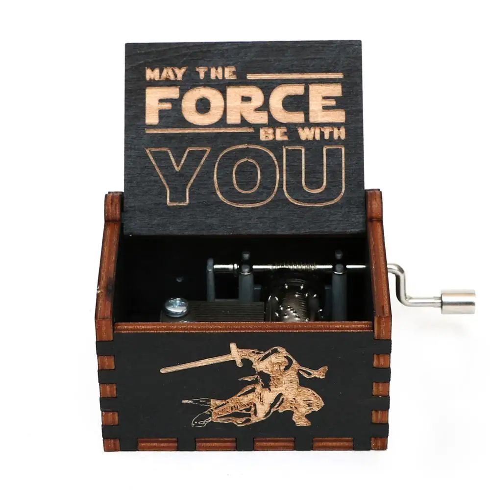 Антикварная деревянная резная музыкальная шкатулка ручной работы Черная