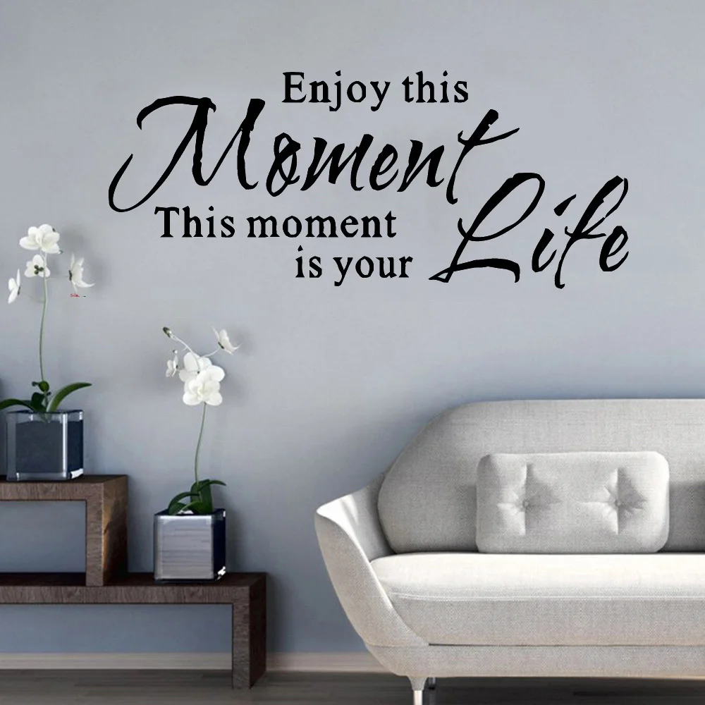 

Наслаждайтесь этим моментом жизни, модные наклейки на стену с цитатами, наклейка с надписью на английском языке, Виниловая наклейка ph125