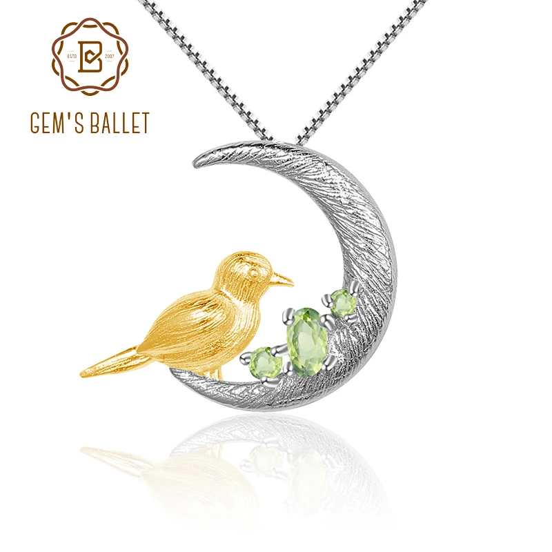 Балетные 925 пробы серебряные лунные птицы натуральный Перидот драгоценный