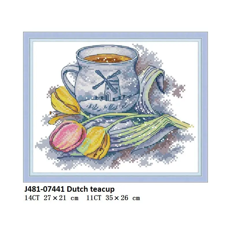 Cross Stitch J481 Joy Sunday Набор для вышивания крестиком, серия чашек, холст Aida 14ct 11ct DMC, ткань для вышивания крестиком, рукоделие - Цвет: Cross Stitch J481