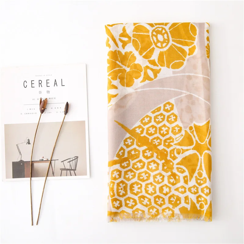 

New style Autumn and winter women's Luxury Print cotton material scarves lady Sunscreen silk beach shawl fashion Cotton scarf