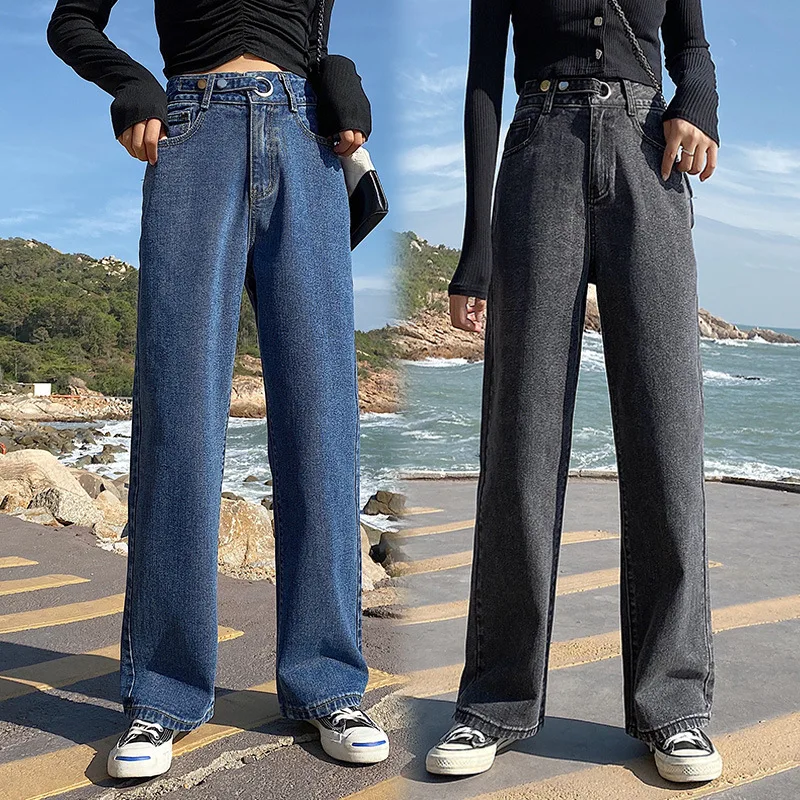 Новинка 2020 черные прямые джинсы с высокой талией женские весенние повседневные