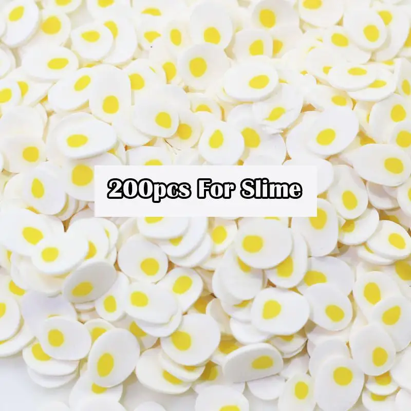 200 шт фруктовые ломтики слизи добавки мягкие Fimo Ломтики для дизайна ногтей красота декор слизи наполнитель поставки амулеты аксессуары игрушки - Цвет: 200Pcs Egg