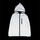 Мужская Светоотражающая ветровка с капюшоном, уличная одежда в стиле хип-хоп, тонкая блестящая верхняя одежда на молнии