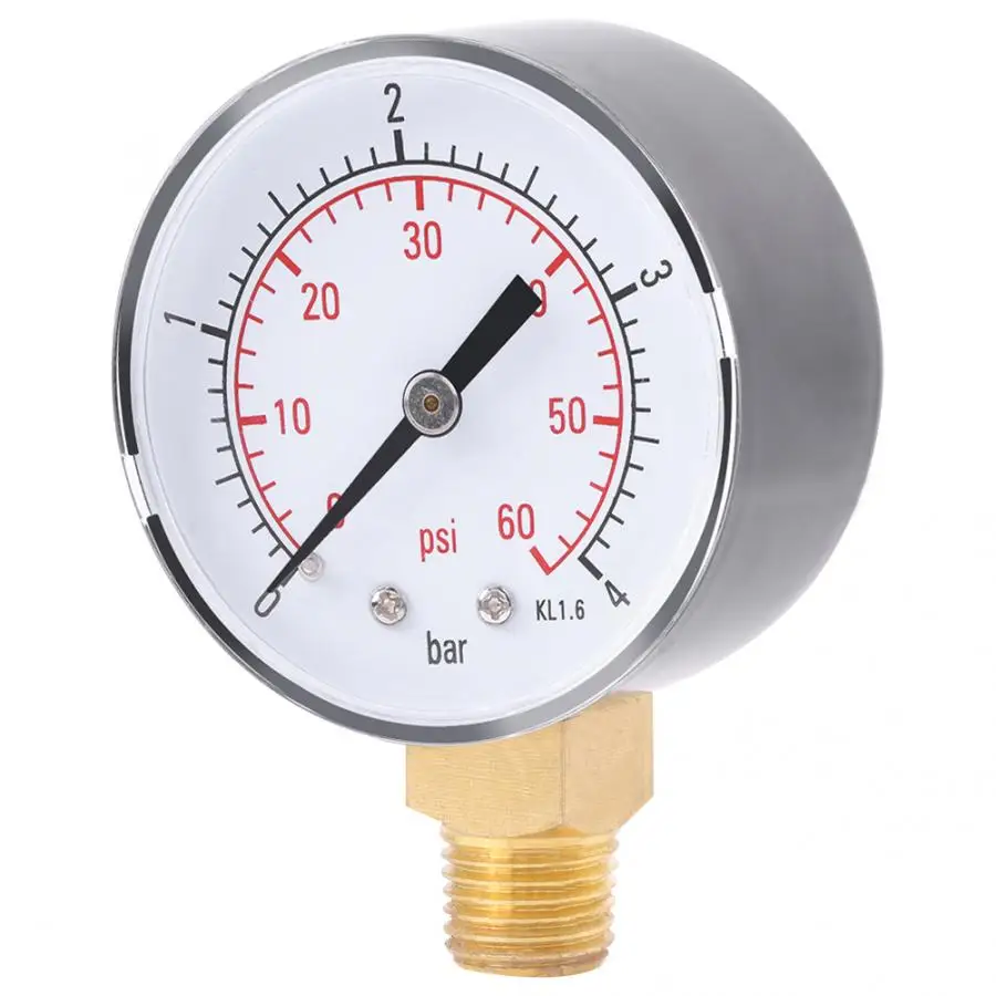 

0-4 bar / 0-60 psi Dual Scale Dial Gauge 1/4" NPT Vacuum Pressure Meter Gauge Manometer Pressure Gauge Meter