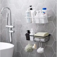 2021 bathroom shelf shower wall mount shampoo storage holder with suction cup no drilling kitchen storage bathroom accessories