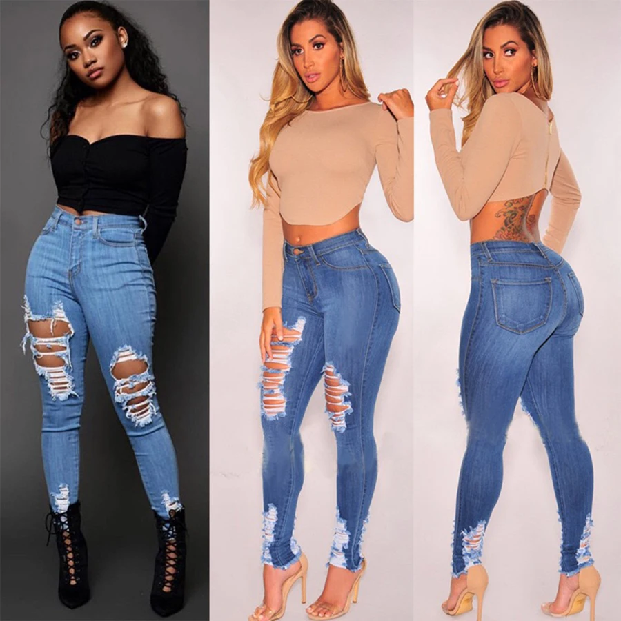 

Women'S New Zipper Multi-Color Ripped Casual Jeans For Fall/Winter 2021 605