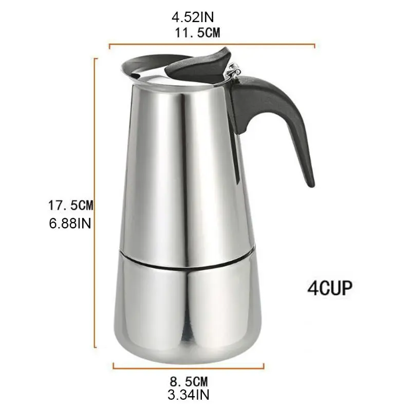 

4/6Cup Coffee Maker Pot Espresso Latte Percolator Electric Stove Home Office Kitchen Supplies