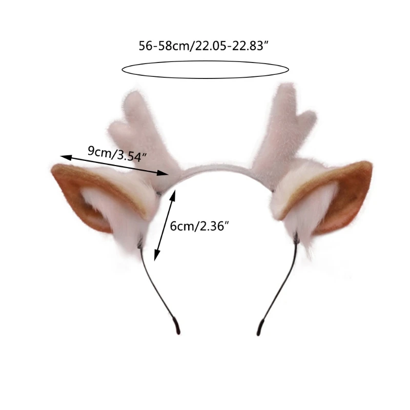 

2021 New Furry Headwear Animal Deer Ears Antler Cosplay Party Costume Hair Accessories