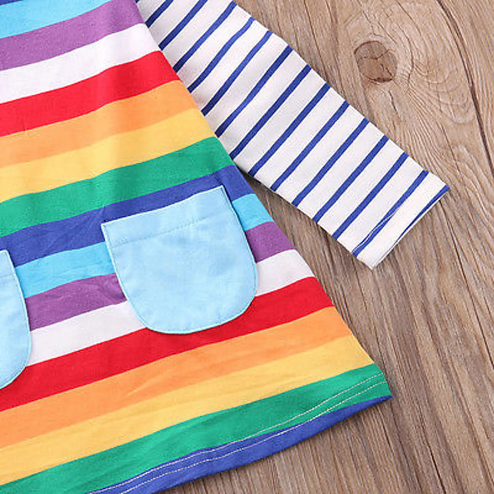 

Baby Girls Striped Rainbow Print Princess Dresses Pockets Cute Toddler Children's Clothes Kids Clothing Princess Dress 2021 New