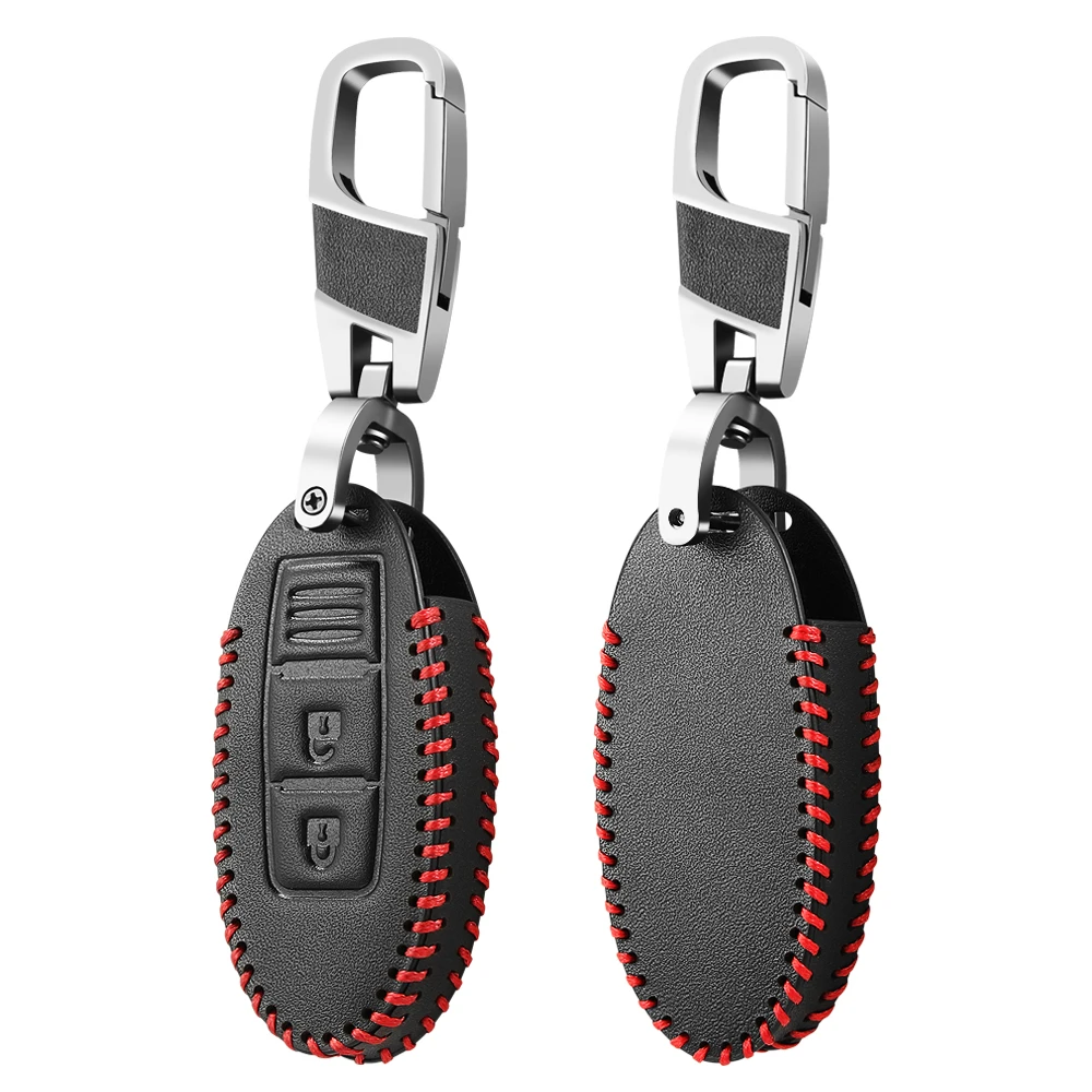 Кожаный чехол для автомобильного ключа с кнопкой 2/3 Nissan Qashqai Pulsar March 370Z Micra Juke Note Tiida