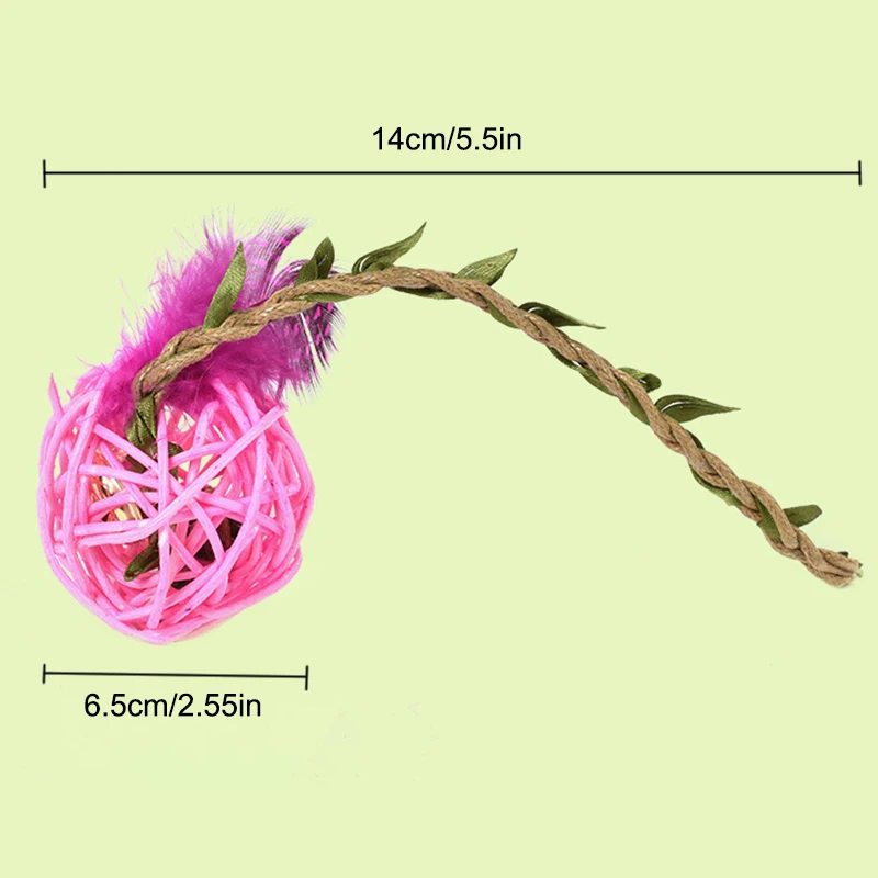 1PC Rattan Cat Interactive Toy With Bell Pet Chew Puppy Teething Sound Anti-Biting Kitten Ball Supplies | Дом и сад