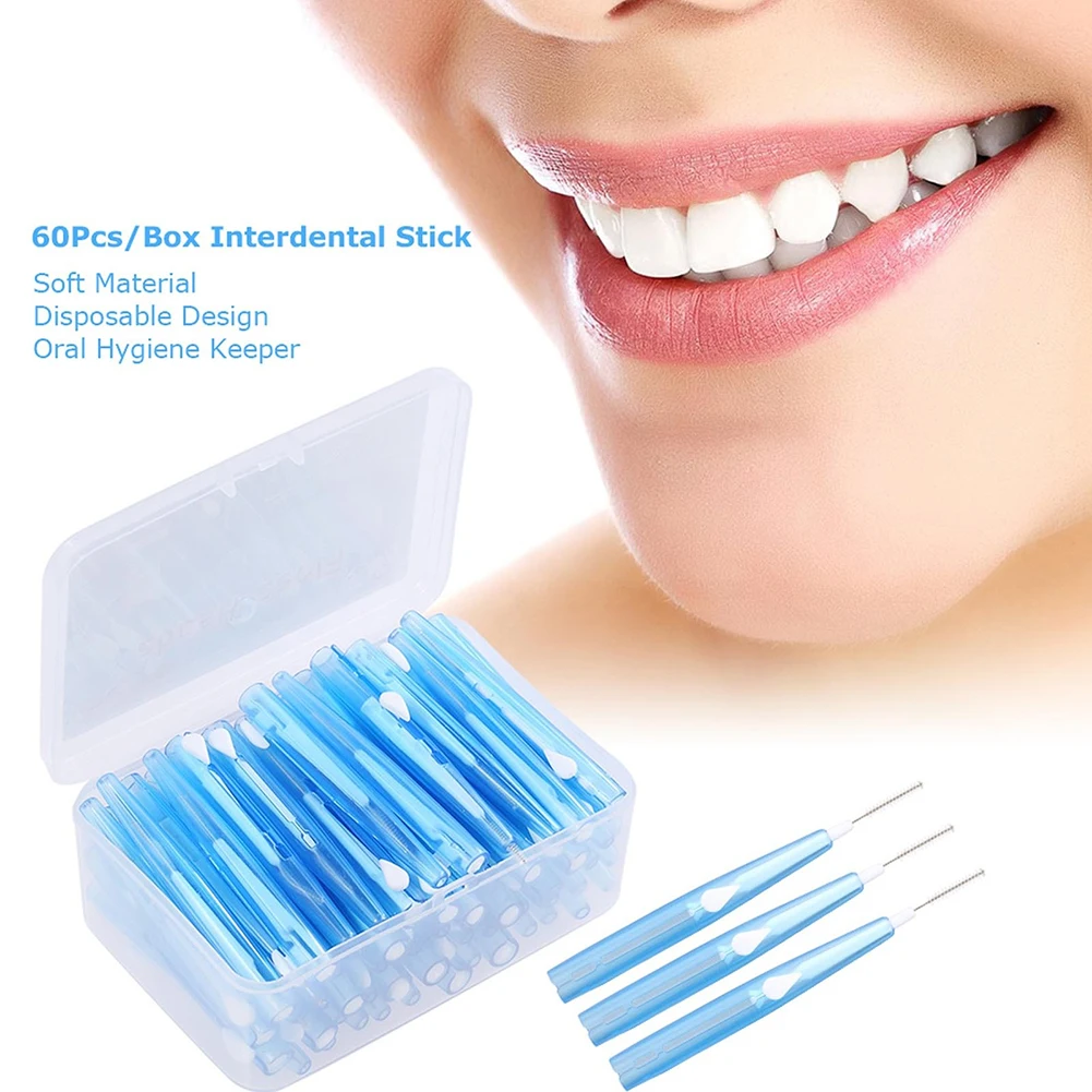 

60pcs/box Toothpick Dental Interdental Brush 0.6mm Cleaning Between Teeth Oral Care Orthodontic Brush I Shape Tooth Floss