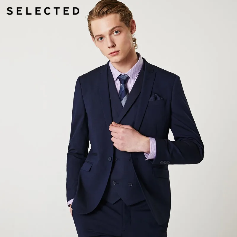 Выбранные мужская обычная облегающая застежка воротника Блейзер Однотонная