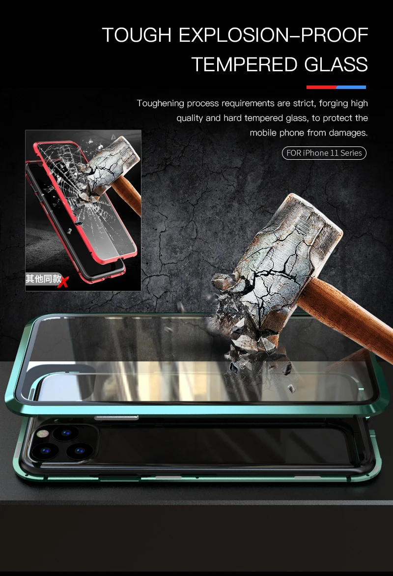 LUPHIE, Магнитный чехол на 360 градусов для iPhone 11 Pro Max, чехол, передний и задний стеклянный чехол для iPhone 11 pro Max, Магнитный чехол