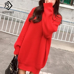 Женские вязаные свитера 2020 зимние пуловеры с длинным рукавом Водолазка длинный свитер свободные толстые Топы Верхняя одежда T08403K