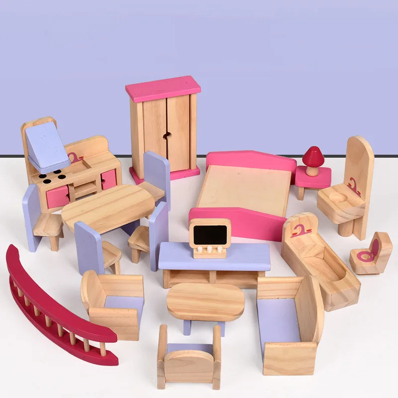 

Kids Wooden Miniature Furniture house Toys dollhouse Furniture sets Educational house Play toys Children girls Christmas gifts