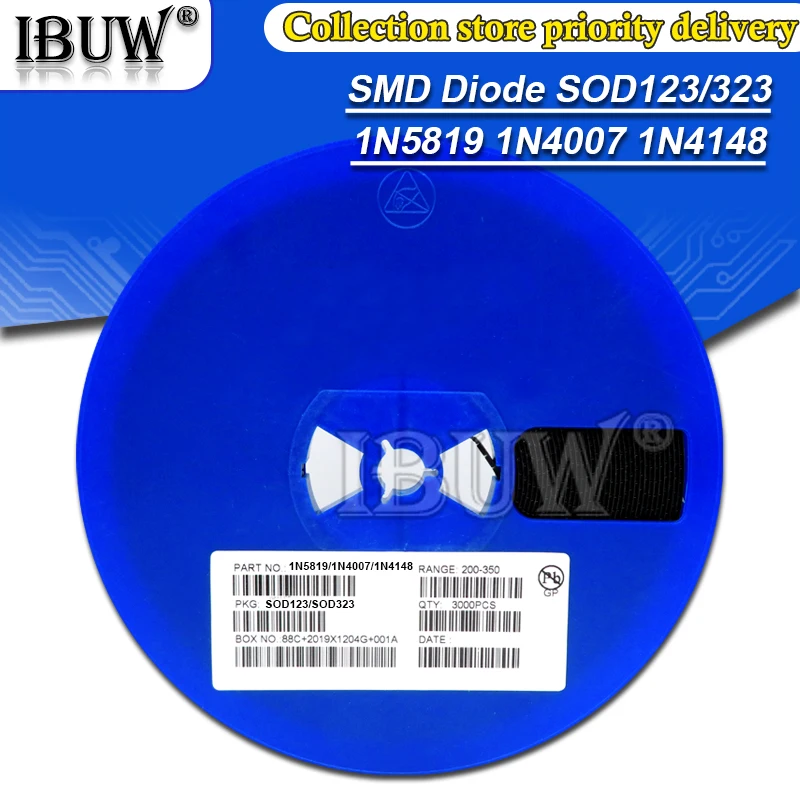

1Reel 3000PCS SMD diode 0805 SOD-123 1N5819 1N4007 1N4148 SOD123 SOD-323 1206 1N4148WS 1N5819WS B5819WS SOD323 Schottky diodes