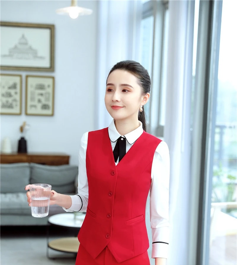 Новинка Красный формальный офисный женский стиль Женская деловая рабочая одежда
