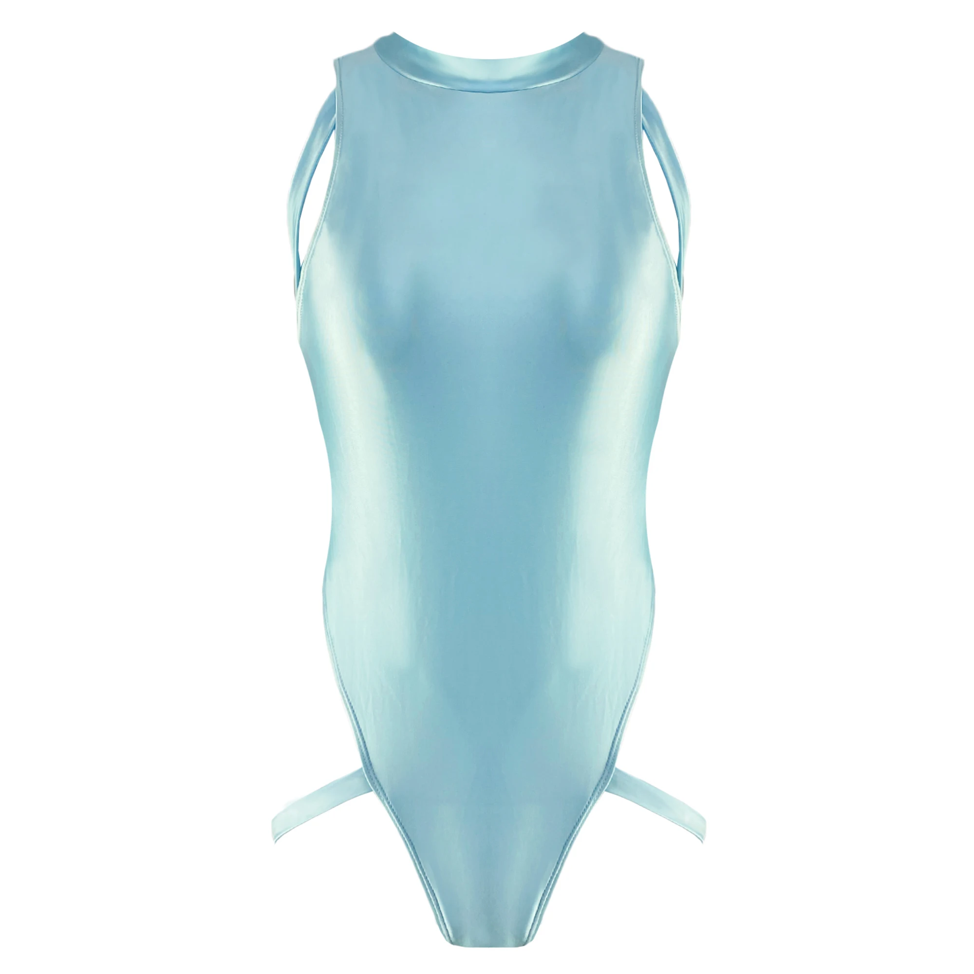 XCKNY new Oily Glossy slip swimsuit Sexy swimsuit high cut crotch swimsuit one-piece Thong women's Oil Glossy tight swimsuit