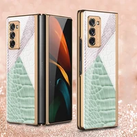luxury plating glass case for samsung galaxy z fold 2 w21 fold2 5g case ultra thin full protection shockproof cover