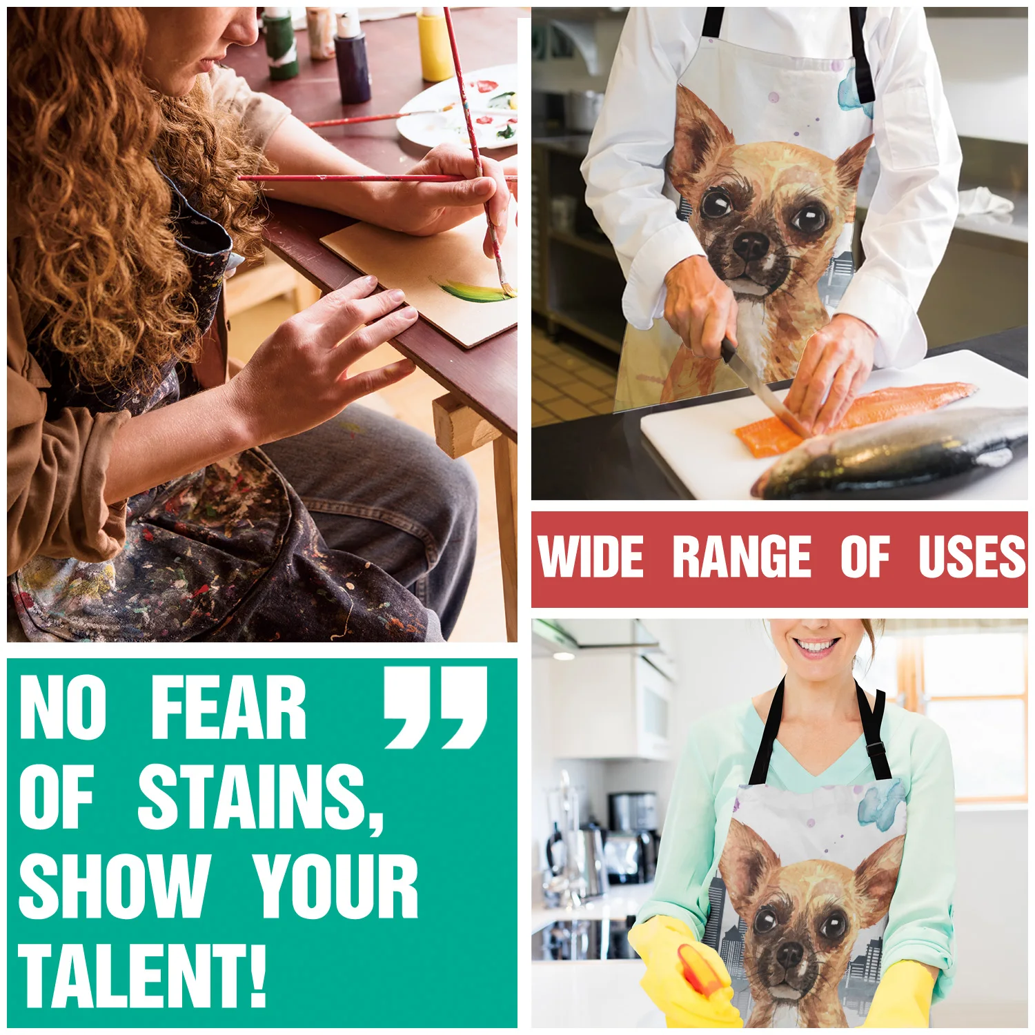 Смешной фартук Ванкувер город здание собака Ji Wawa Кухонные фартуки для женщин