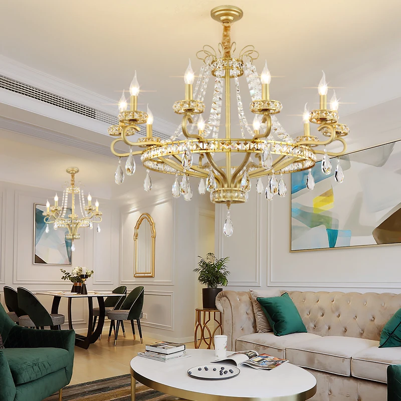 Современная светодиодная люстра с золотистой отделкой для гостиной спальни