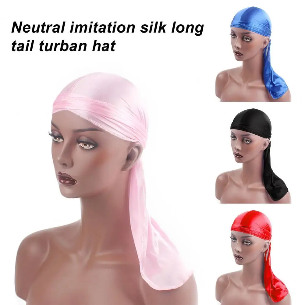 

Модные однотонные аксессуары для волос Durag, шелковая атласная воздухопроницаемая шапочка и тюрбан, головные уборы, головные уборы, шляпы дл...