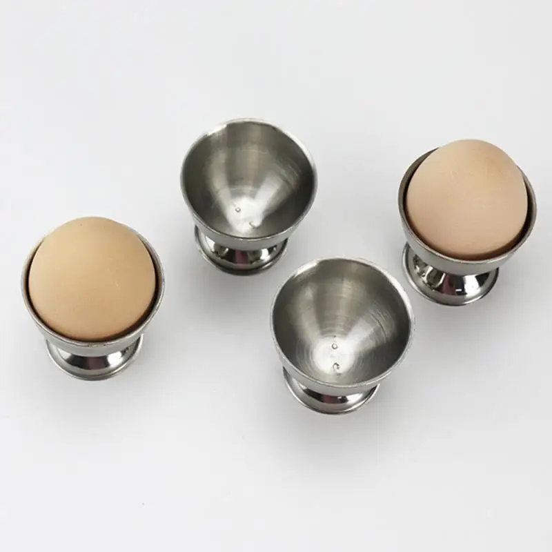 

4PCS New Stainless Steel Egg Cups Holder Soft Stand Boiled Egg Cups Round Eggs Cup Holder For Kitchen Breakfast Cooking Tool