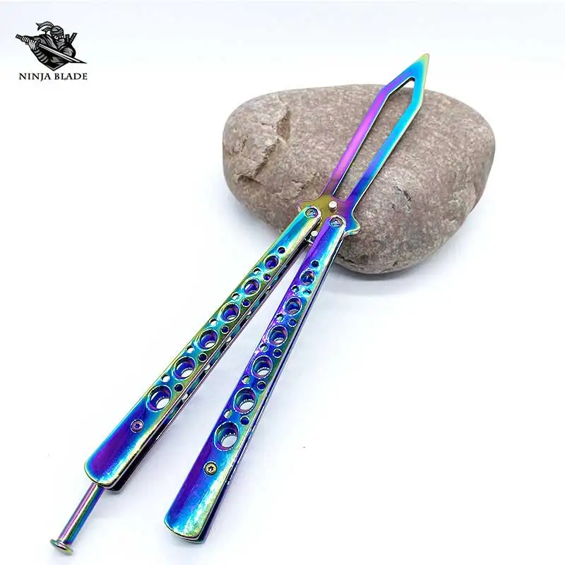 Лучшая практичная расческа-бабочка Радужный балисонг тренировочная расческа