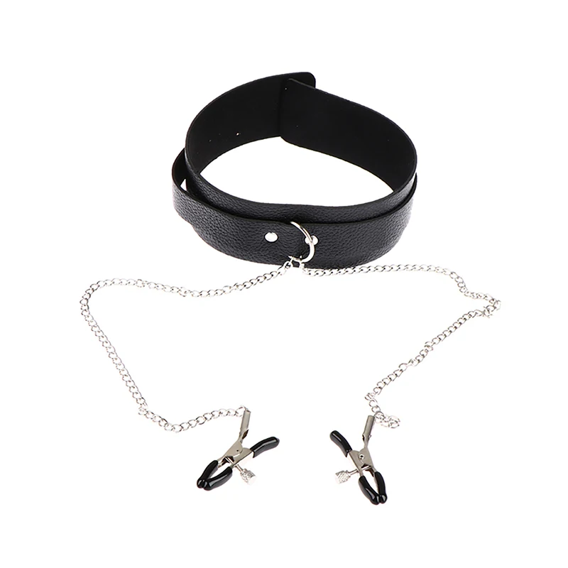 

1PCS Neckband Jewelry Sexy Rivet Alternative Metal PU Leather Collar Lead Chain Bell Choker Slave Costume BDSM Bondage Necklace