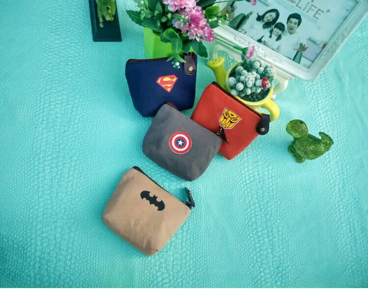 Холщовый кошелек для мелочи с изображением героев миниатюрная сумка ключей