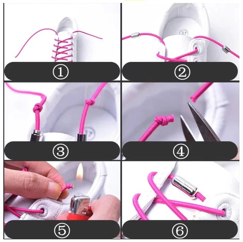 1pair Metal capsule Shoe laces Accessories No Tie Lace Lock DIY Sneaker Kits Silver/Gold/black buckle Free shipping EL-3 | Дом и сад