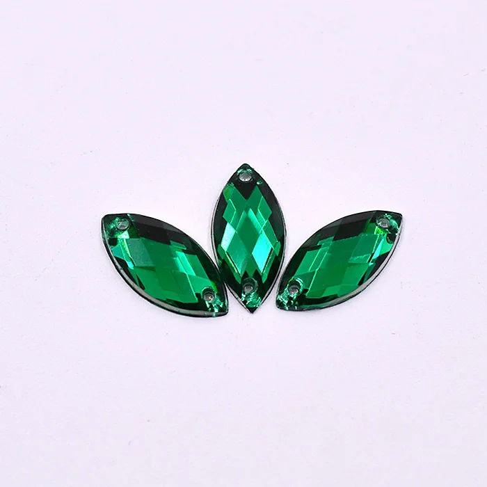 Dark Green JUNAO 7*15 мм швейная аппликация Золотая со стразами с плоской задней частью золотые акриловые драгоценные камни кристаллическое Украшение «конский глаз» камень пришить стразы для одежды - Цвет: Dark Green