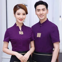 new style chinese restaurant waiter workwear summer catering vintage ethnic style fashion elegant men and women waiter uniform
