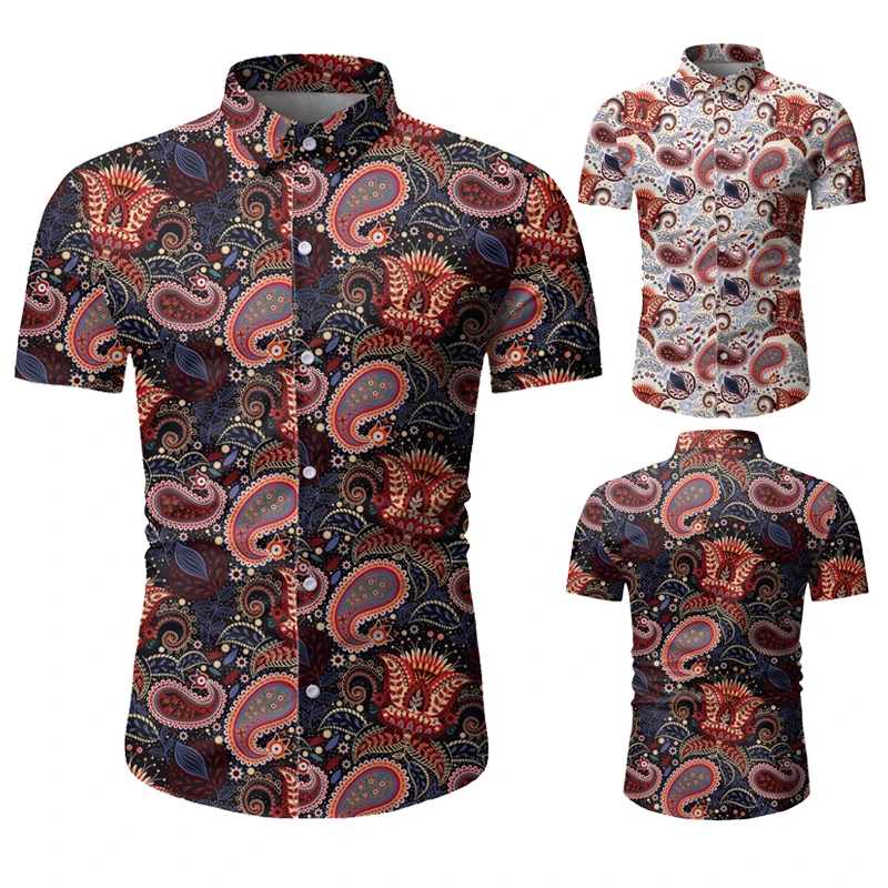 

Spring and Summer 2020 New Short Sleeve Shirt Polo Single Beach Holiday Casual Shirt Large Print Shirt Men's Large Casual Top