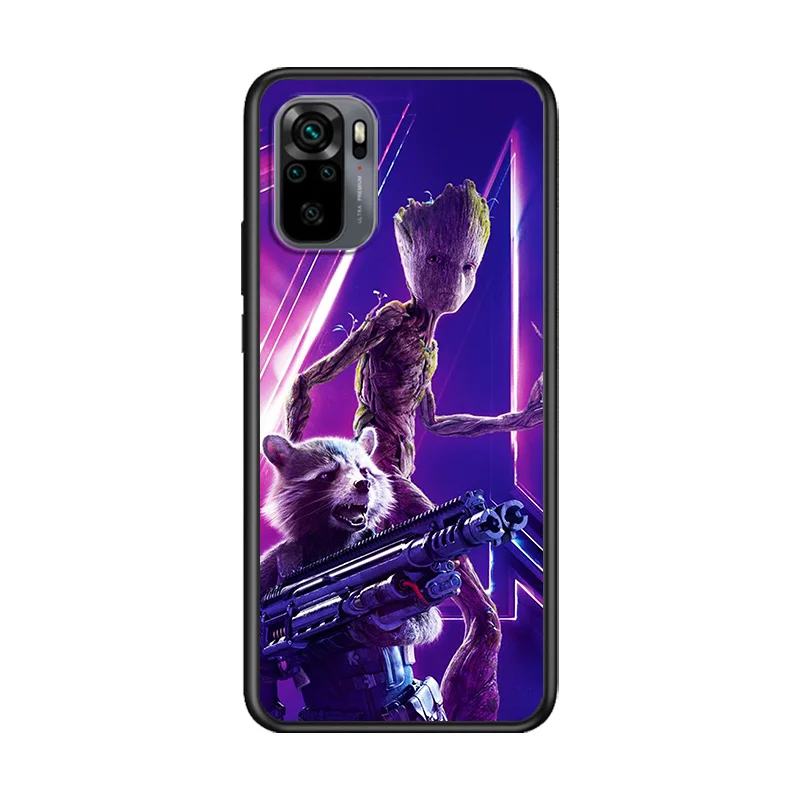 Marvel Avengers Super Hero Groot For Xiaomi Redmi Note 10S 10 9T 9S 9 8T 8 7S 7 6 5A 5 Pro Max TPU Silicone Black Phone Case