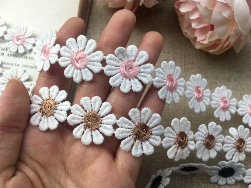2 ярдов/партия ширина 3 см 8 цветов ромашки цветок кружевной отделкой Вязание