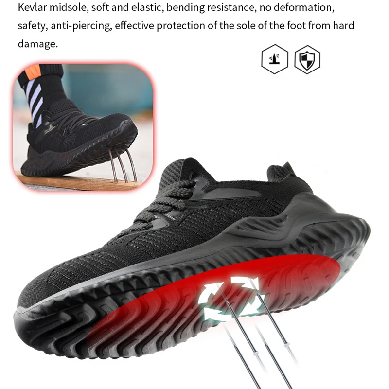 Неразрушимая безопасная обувь Рабочая со стальным носком спортивный стиль