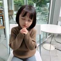fashion high neck pullover knitting kids sweaters spring winter baby girls warm tops bottoming children clothes high quality