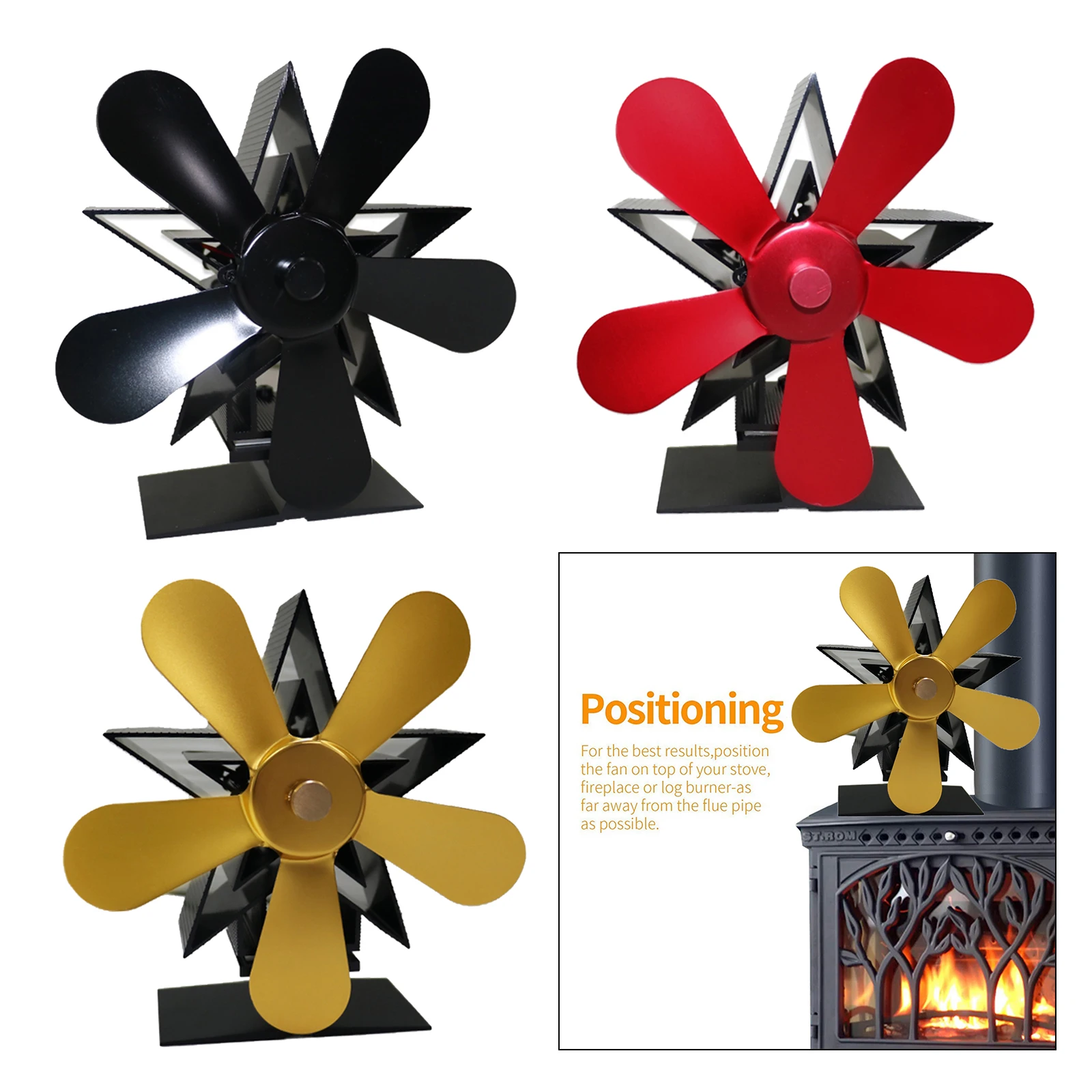 

Premium Portable Fireplace Fan Heat Powered Log Fire Place Fuel Saving