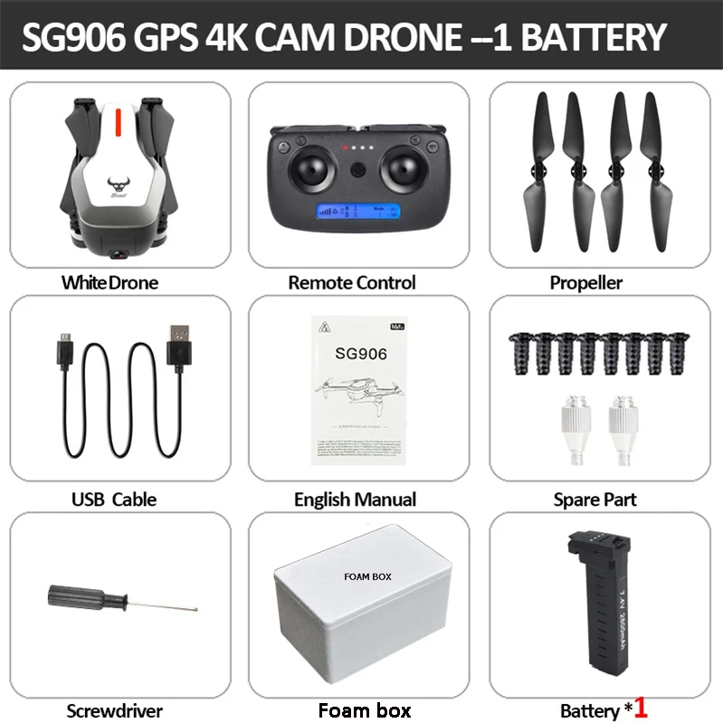 white 1B SG906 мини-Дрон gps 5G Wi-Fi FPV RC zangao Selfie 4 K бесщеточный Дрон com Câmera HD RC Квадрокоптер dobravel Dron VS VISUO XS809 - Цвет: white 1B