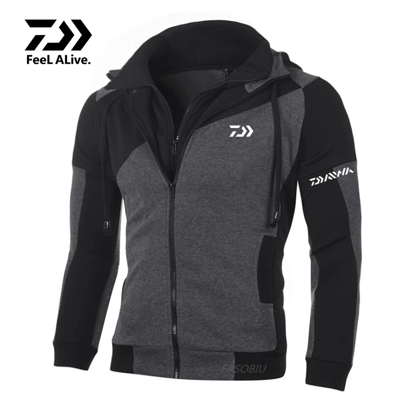 

Мужская весенне-осенняя одежда Daiwa для рыбалки, хлопковая одежда с длинным рукавом и капюшоном для рыбалки, спортивные трендовые куртки для ...