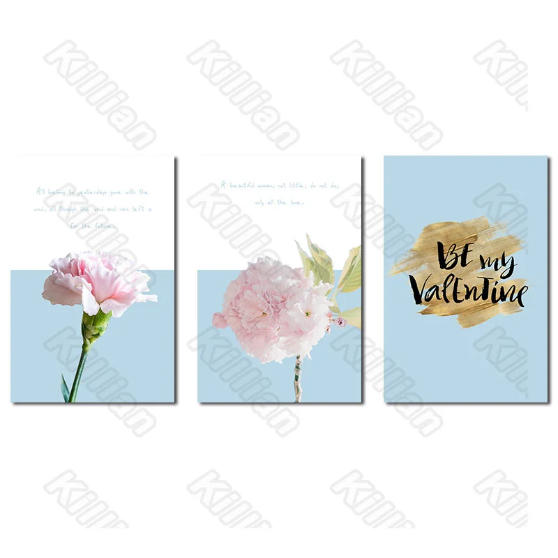 

Flower Style Pink Rose and Valentine Residential Bedroom Decoration Living Room Flying Canvas Painting Hd Print Fresco