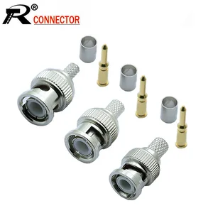 10 шт.лот BNC Штекерный обжимной разъем типа папа для систем видеонаблюдения, гнездовой соединитель BNC RG58RG59RG6, оптовая продажа